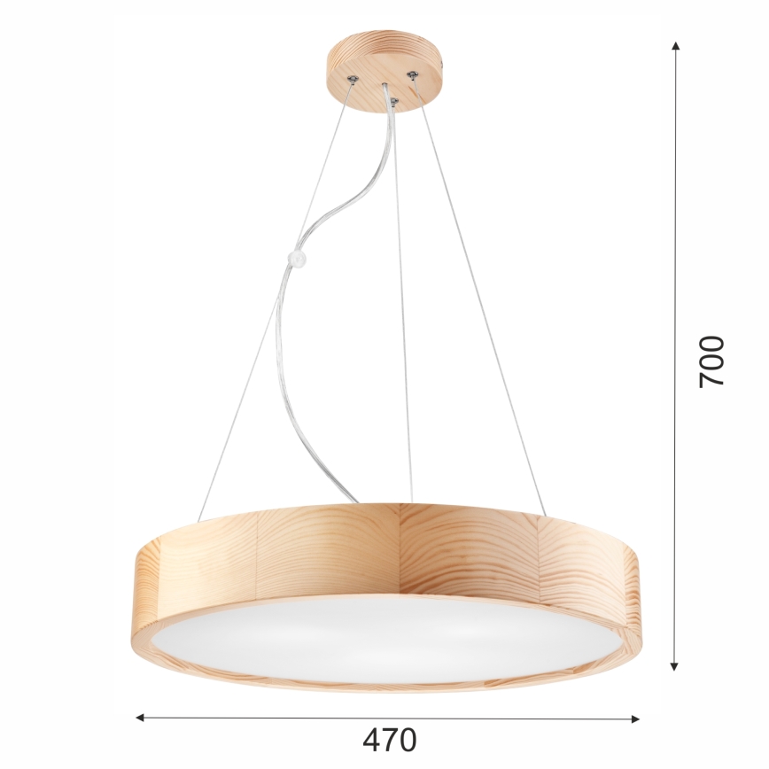 Pendel NATURAL 3xE27/60W/230V ø 47 cm fyrretræ