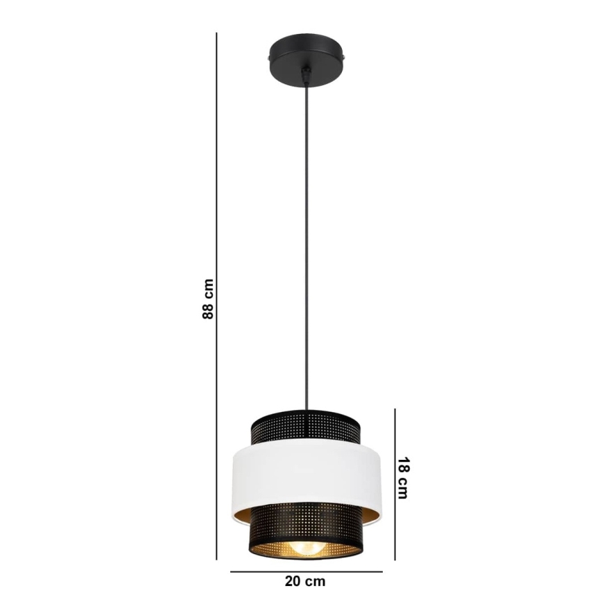 Pendel NESS 1xE27/60W/230V sort/hvid