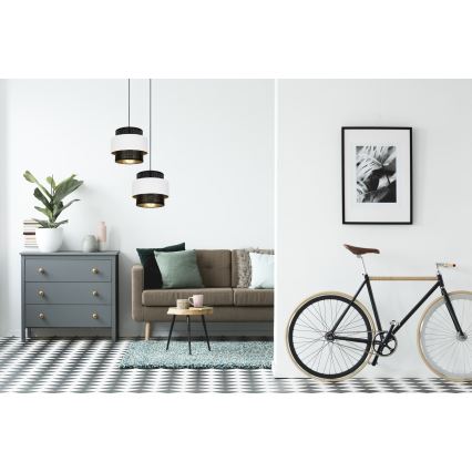 Pendel NESS 2xE27/60W/230V diameter 30 cm sort/hvid