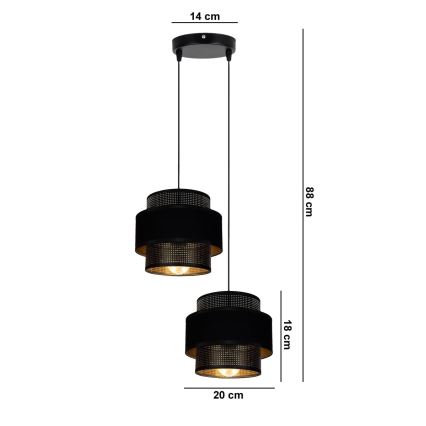 Pendel NESS 2xE27/60W/230V diameter 30 cm sort
