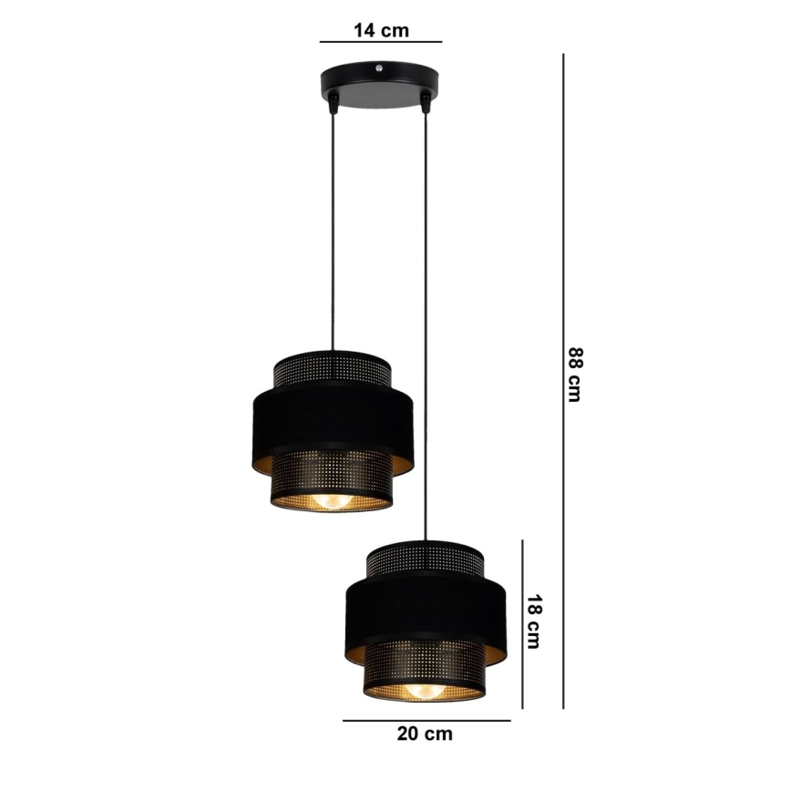 Pendel NESS 2xE27/60W/230V diameter 30 cm sort