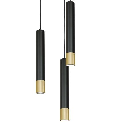 Pendel NEST 3xGU10/8W/230V sort/gylden rund