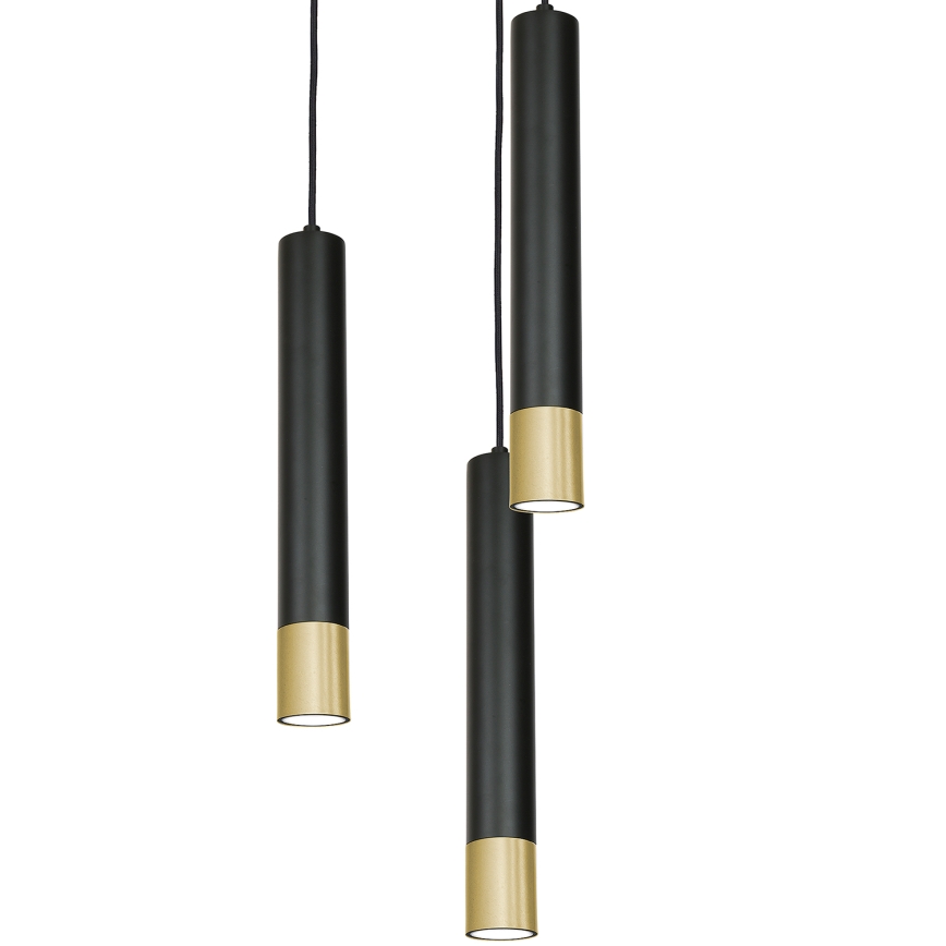 Pendel NEST 3xGU10/8W/230V sort/gylden rund