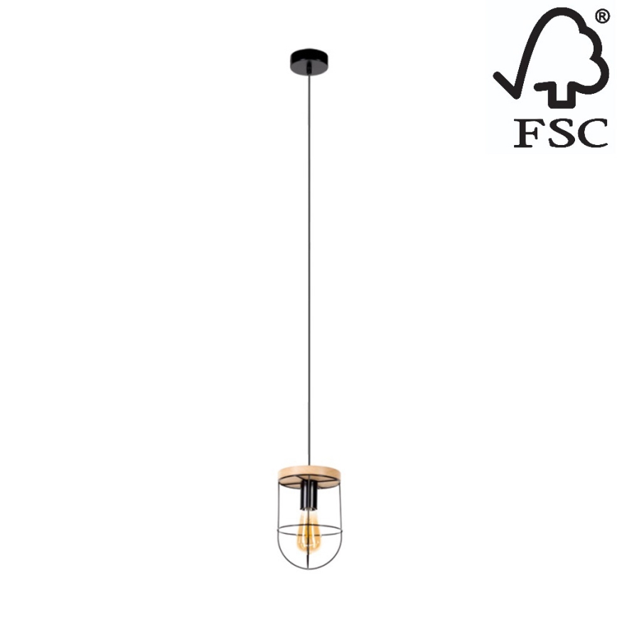 Pendel NETUNO 1xE27/60W/230V egetræ - FSC-certificeret