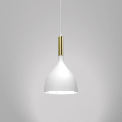 Pendel NOAK 1xE27/15W/230V hvid/guldfarvet