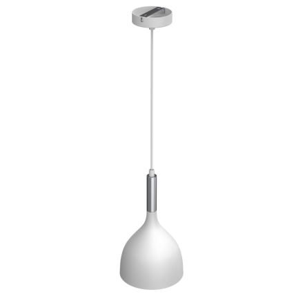 Pendel NOAK 1xE27/15W/230V hvid/skinnende krom
