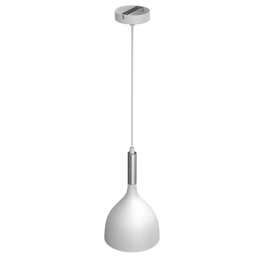 Pendel NOAK 1xE27/15W/230V hvid/skinnende krom