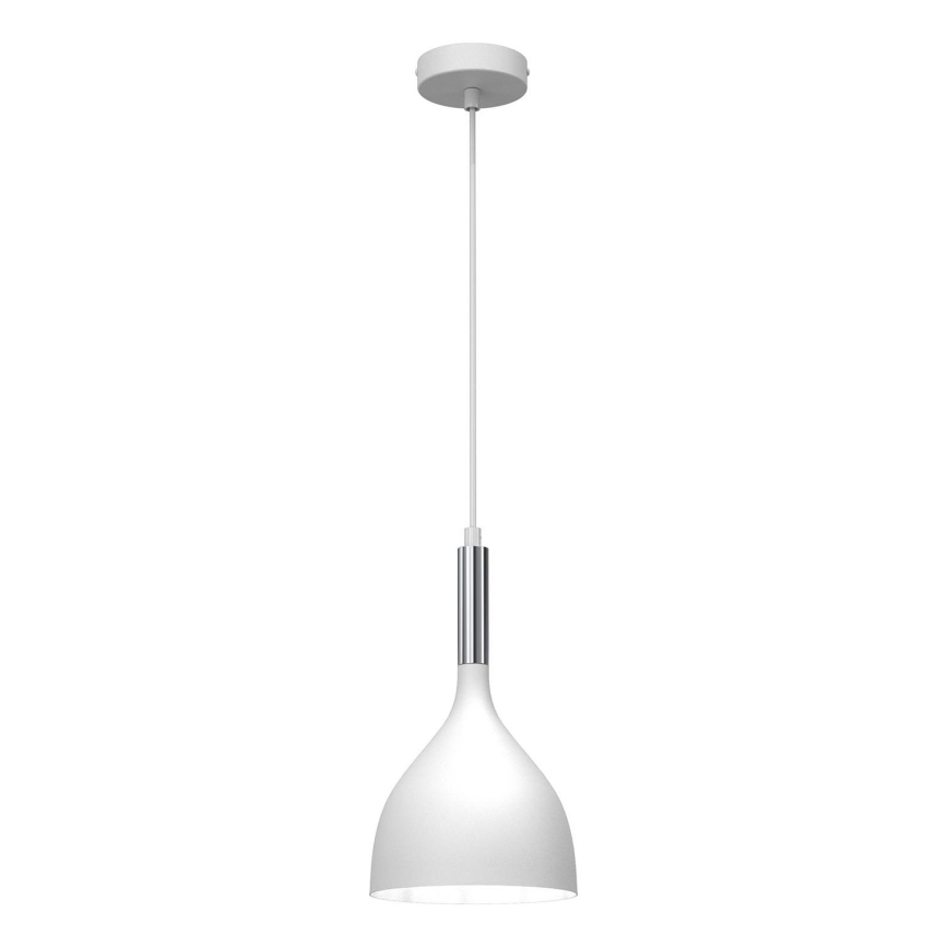 Pendel NOAK 1xE27/15W/230V hvid/skinnende krom
