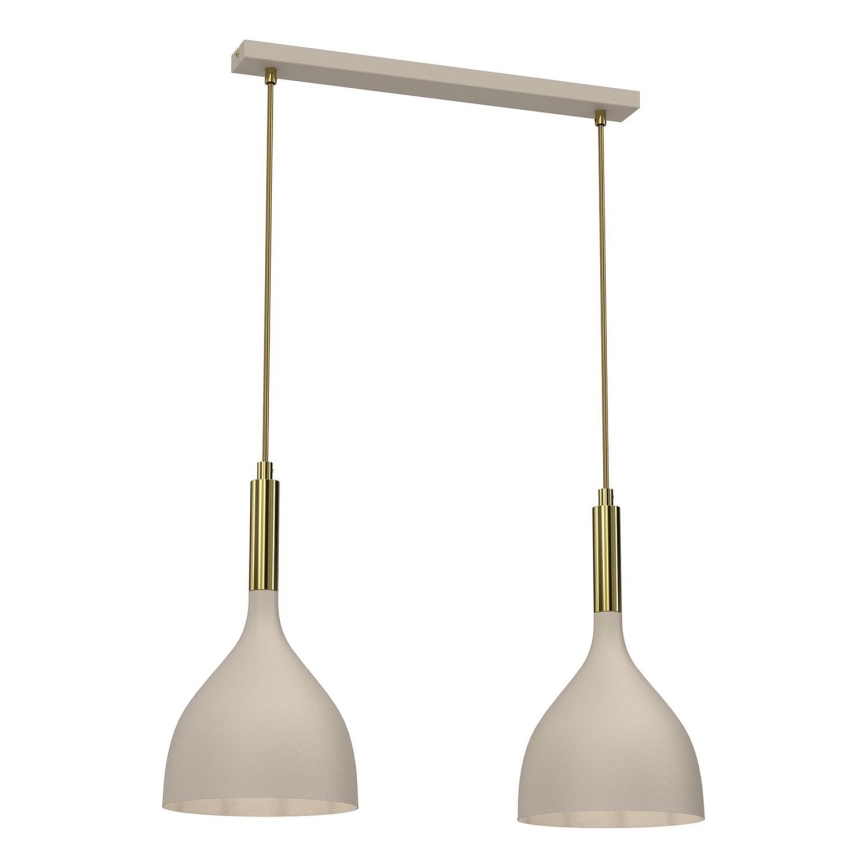 Pendel NOAK 2xE27/15W/230V beige/guldfarvet