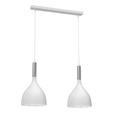 Pendel NOAK 2xE27/15W/230V hvid/skinnende krom