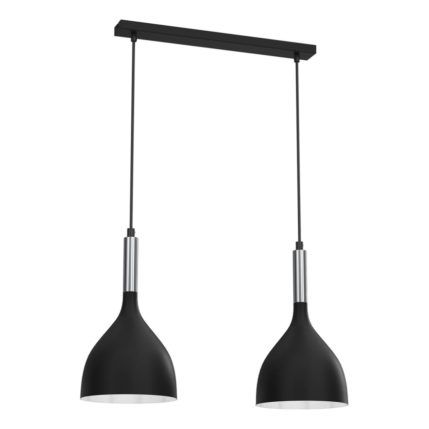 Pendel NOAK 2xE27/15W/230V sort/skinnende krom
