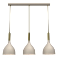 Pendel NOAK 3xE27/15W/230V beige/guldfarvet