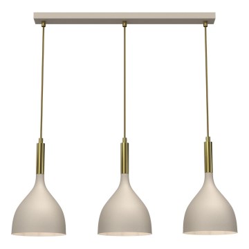 Pendel NOAK 3xE27/15W/230V beige/guldfarvet