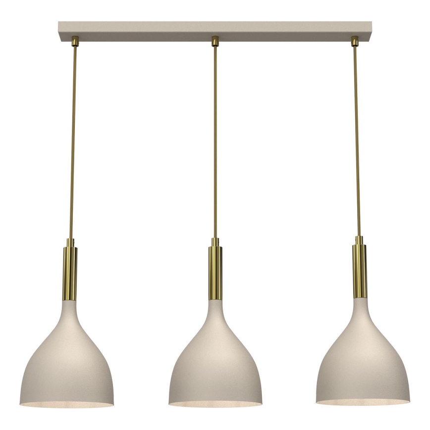 Pendel NOAK 3xE27/15W/230V beige/guldfarvet
