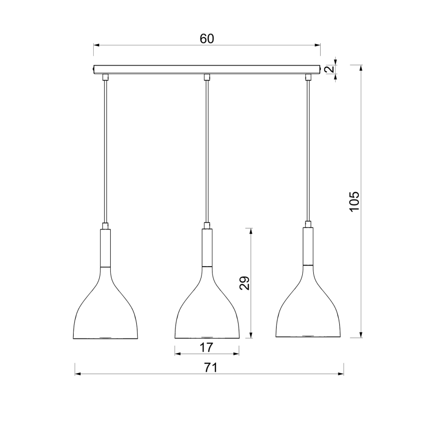 Pendel NOAK 3xE27/15W/230V beige/guldfarvet