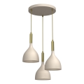 Pendel NOAK 3xE27/15W/230V beige/guldfarvet