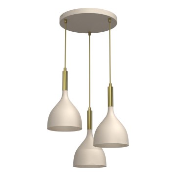 Pendel NOAK 3xE27/15W/230V beige/guldfarvet