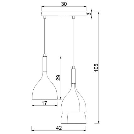 Pendel NOAK 3xE27/15W/230V beige/guldfarvet