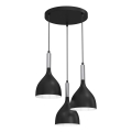 Pendel NOAK 3xE27/15W/230V sort/skinnende krom