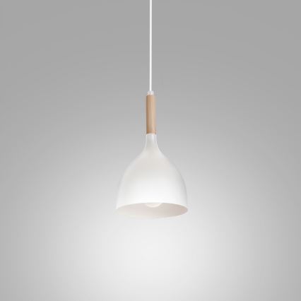 Pendel NOAK WOOD 1xE27/15W/230V hvid/bøg