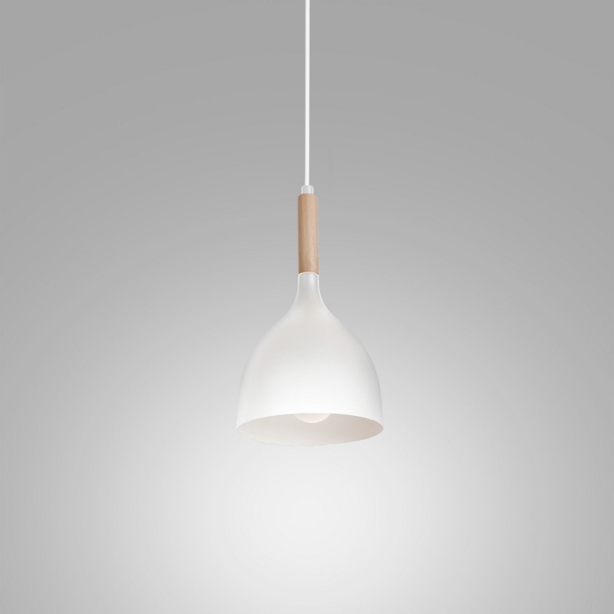 Pendel NOAK WOOD 1xE27/15W/230V hvid/bøg
