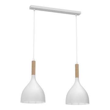 Pendel NOAK WOOD 2xE27/15W/230V hvid/bøg