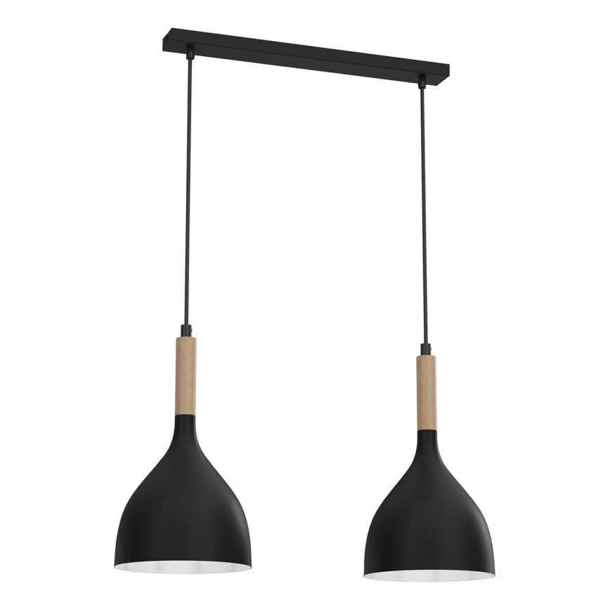 Pendel NOAK WOOD 2xE27/15W/230V sort/bøg