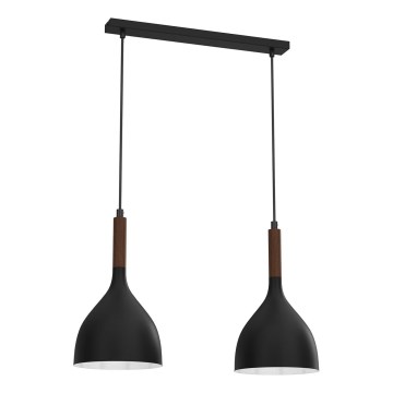 Pendel NOAK WOOD 2xE27/15W/230V sort/bøg