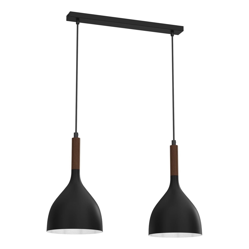 Pendel NOAK WOOD 2xE27/15W/230V sort/bøg