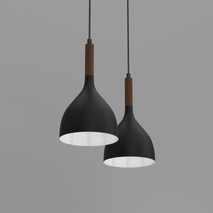 Pendel NOAK WOOD 2xE27/15W/230V sort/bøg