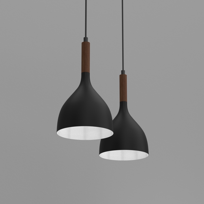 Pendel NOAK WOOD 2xE27/15W/230V sort/bøg