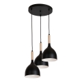 Pendel NOAK WOOD 3xE27/15W/230V sort/bøg