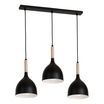 Pendel NOAK WOOD 3xE27/15W/230V sort/bøg