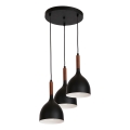 Pendel NOAK WOOD 3xE27/15W/230V sort/bøg