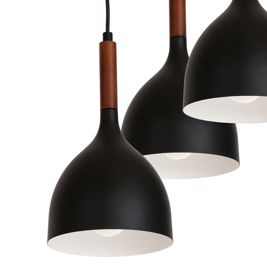 Pendel NOAK WOOD 3xE27/15W/230V sort/bøg