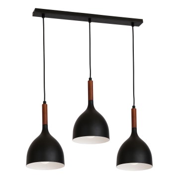 Pendel NOAK WOOD 3xE27/15W/230V sort/bøg