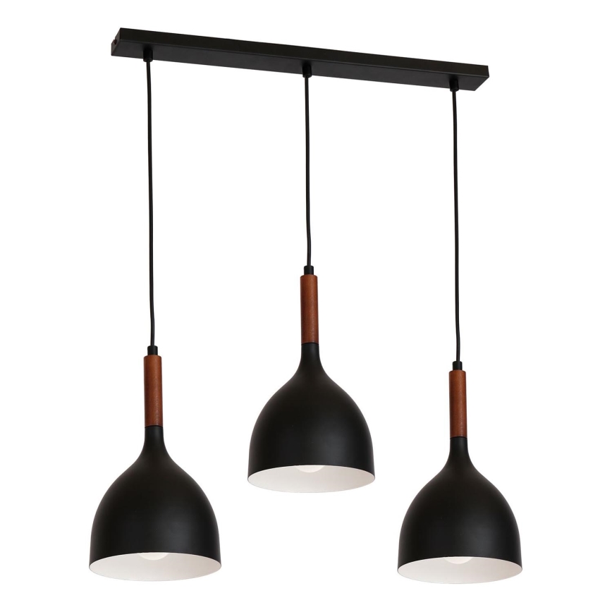 Pendel NOAK WOOD 3xE27/15W/230V sort/bøg