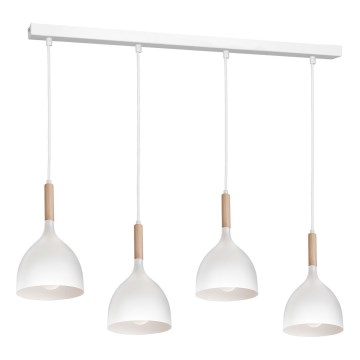 Pendel NOAK WOOD 4xE27/15W/230V hvid/bøg