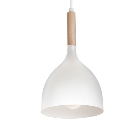 Pendel NOAK WOOD 4xE27/15W/230V hvid/bøg
