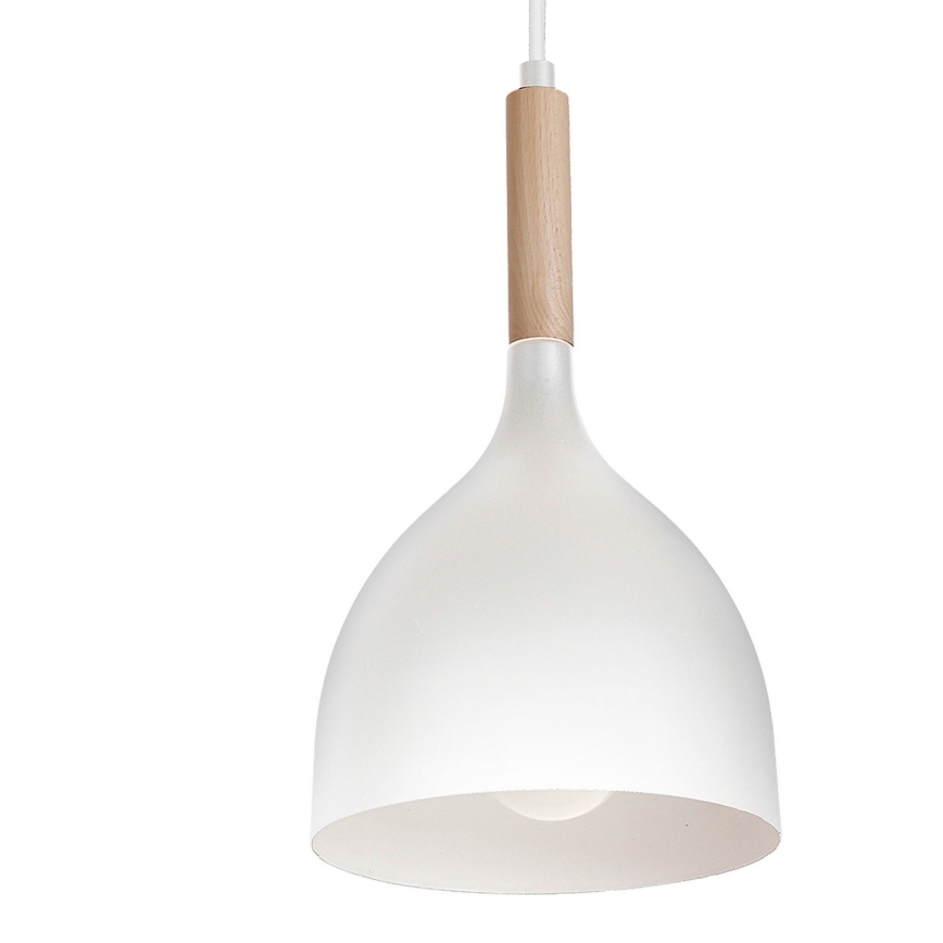 Pendel NOAK WOOD 4xE27/15W/230V hvid/bøg