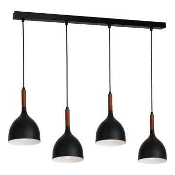 Pendel NOAK WOOD 4xE27/15W/230V sort/bøg