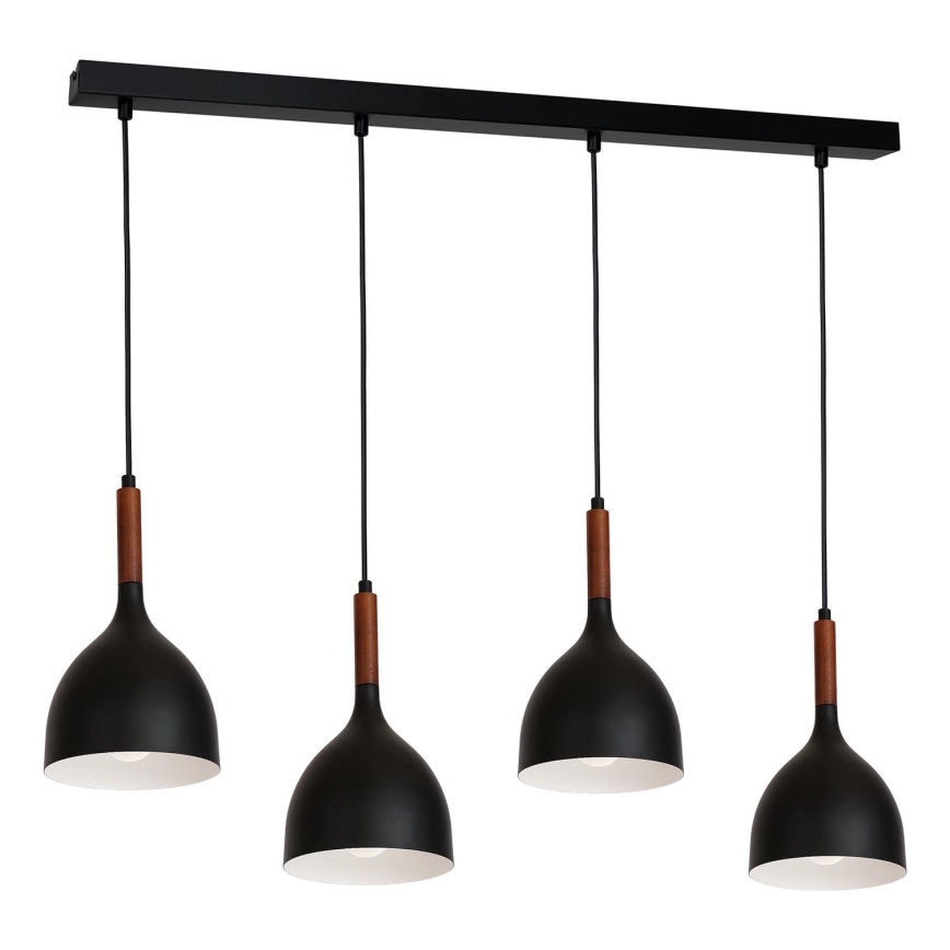 Pendel NOAK WOOD 4xE27/15W/230V sort/bøg