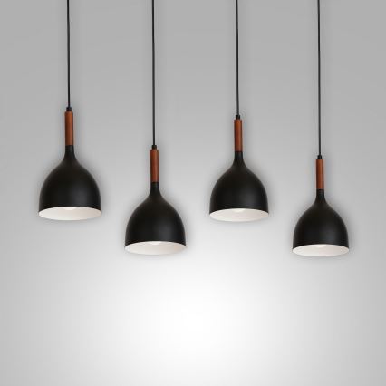 Pendel NOAK WOOD 4xE27/15W/230V sort/bøg