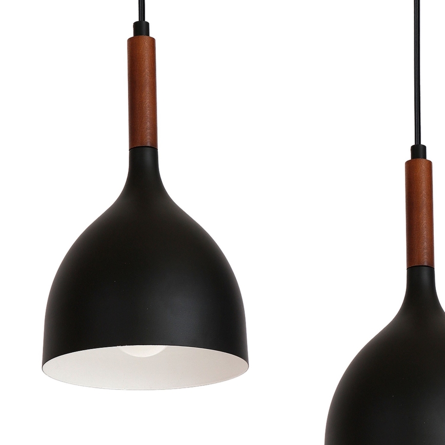 Pendel NOAK WOOD 4xE27/15W/230V sort/bøg