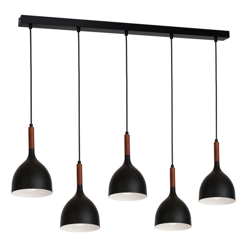 Pendel NOAK WOOD 5xE27/15W/230V sort/bøg