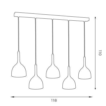 Pendel NOAK WOOD 5xE27/15W/230V sort/bøg