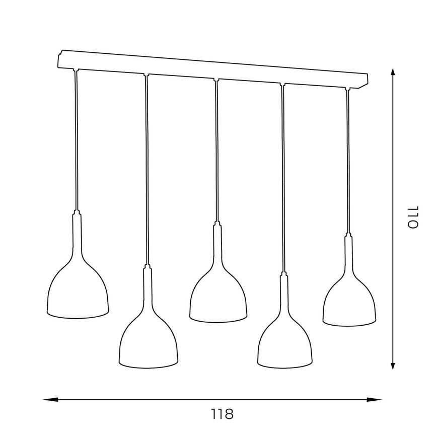 Pendel NOAK WOOD 5xE27/15W/230V sort/bøg