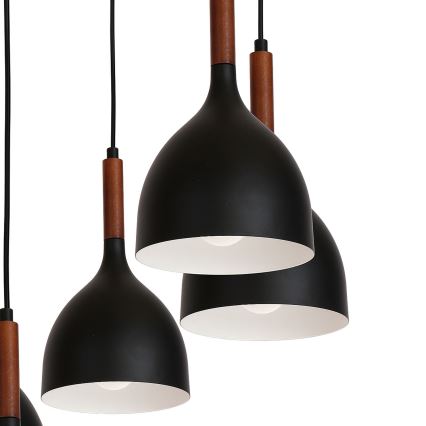 Pendel NOAK WOOD 5xE27/15W/230V sort/bøg