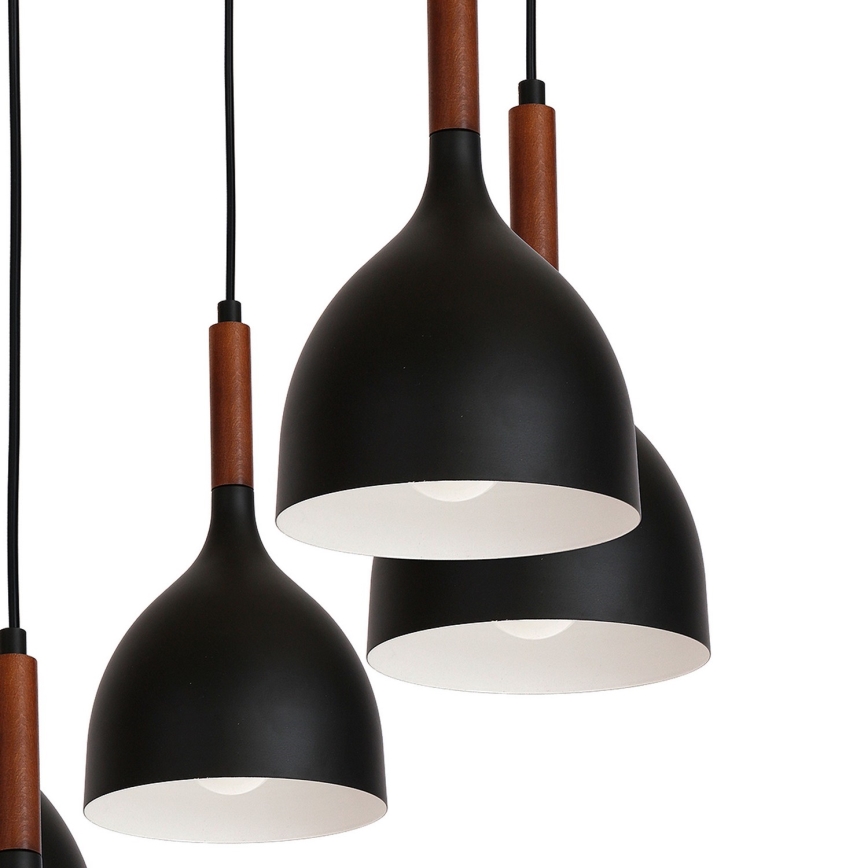Pendel NOAK WOOD 5xE27/15W/230V sort/bøg