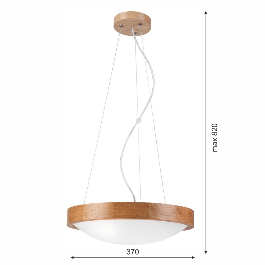 Pendel OAK SLIM 2xE27/60W/230V Ø37 cm egetræ